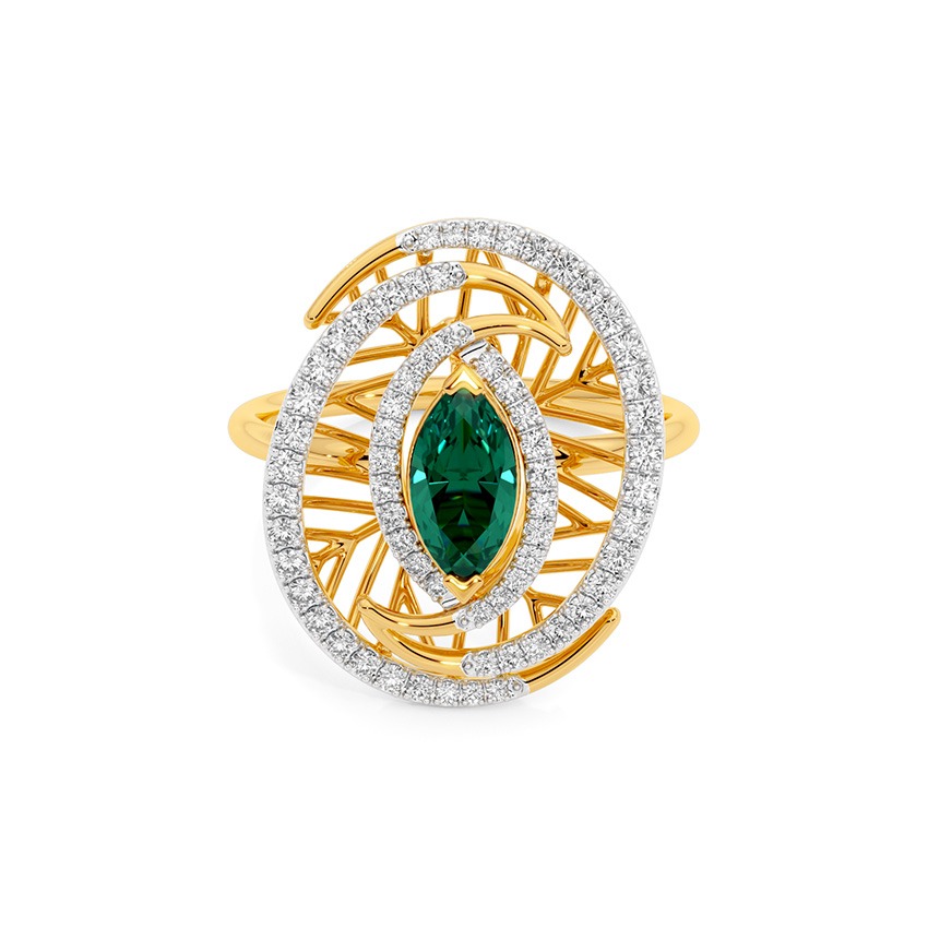 Swirling Emerald Gemstone Ring