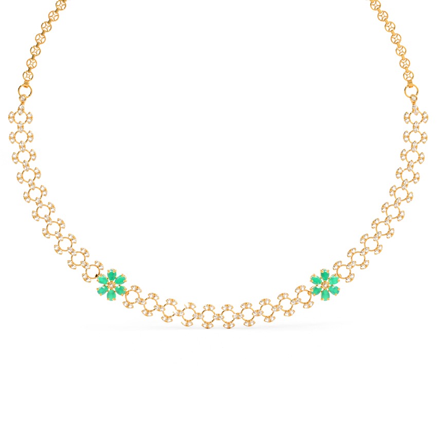 Floral Mint 22KT Gemstone Necklace