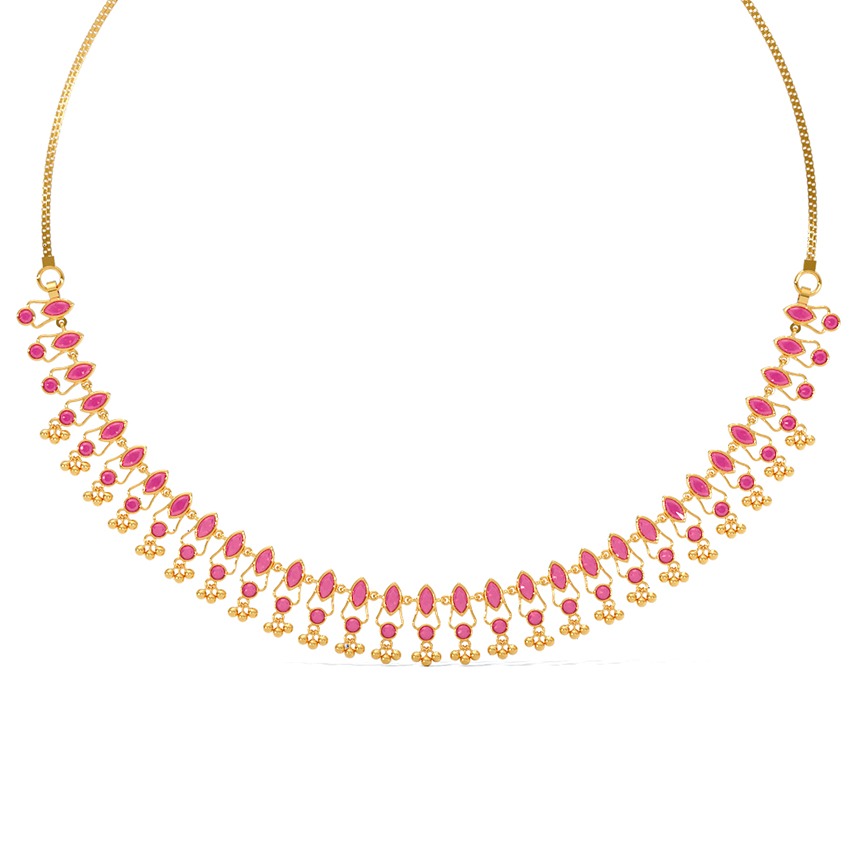Austere Red 22KT Gemstone Necklace