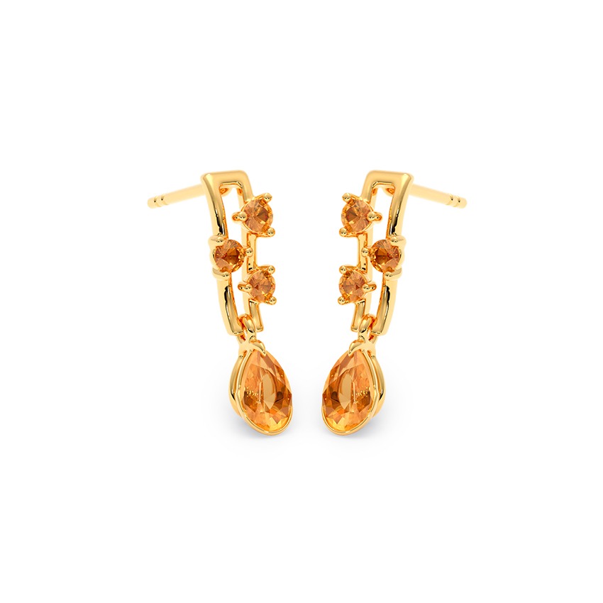 Citrine Flare 9KT Gemstone Drop Earrings