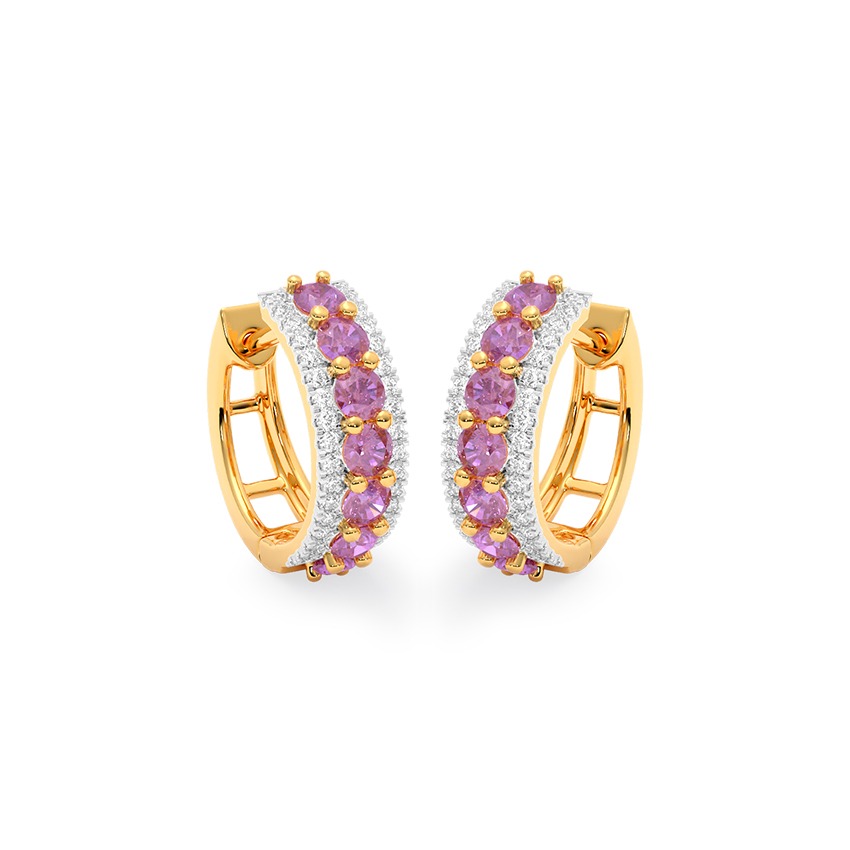 Purple Allure Gemstone Hoop Earrings