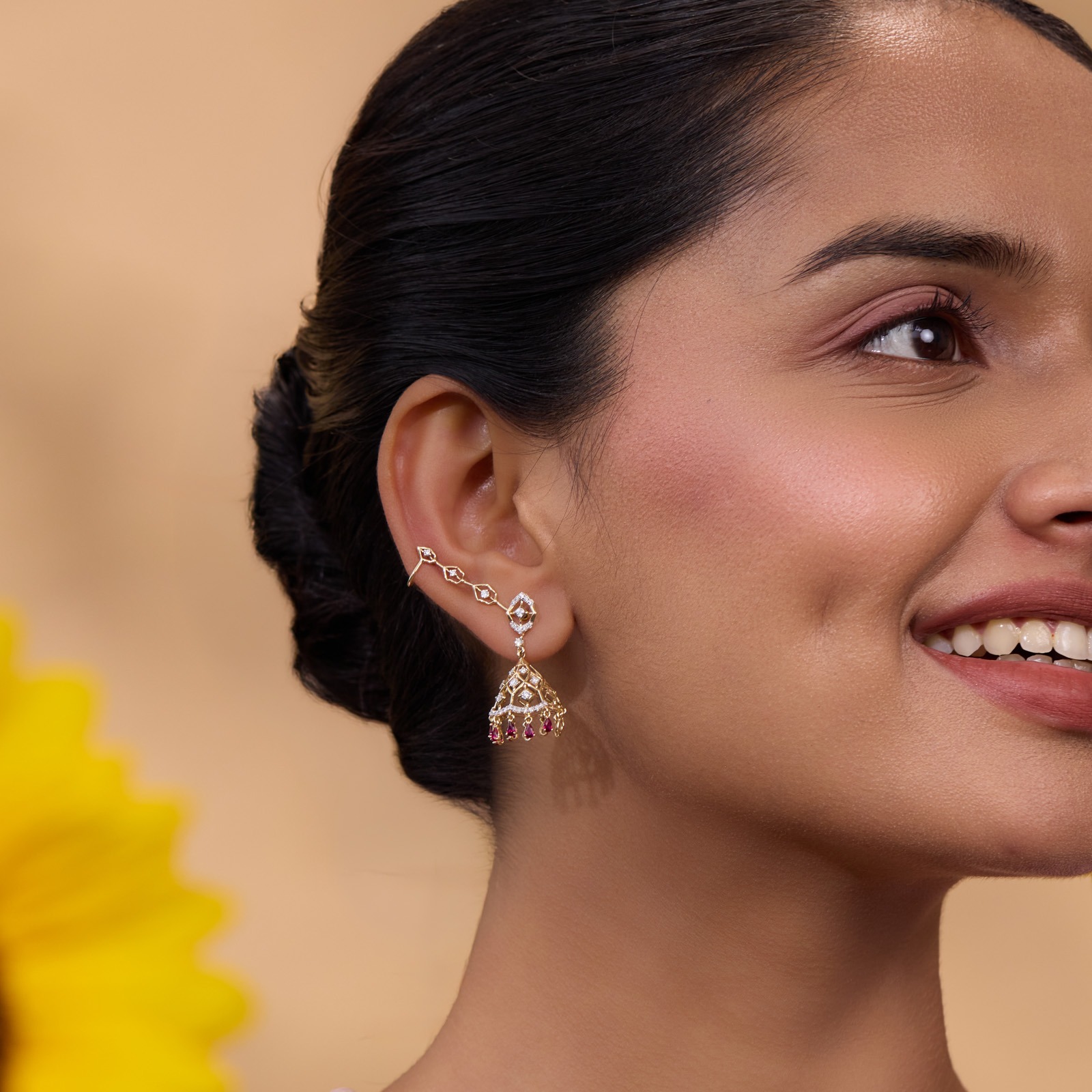 Radiant Carillon Gemstone Jhumkas