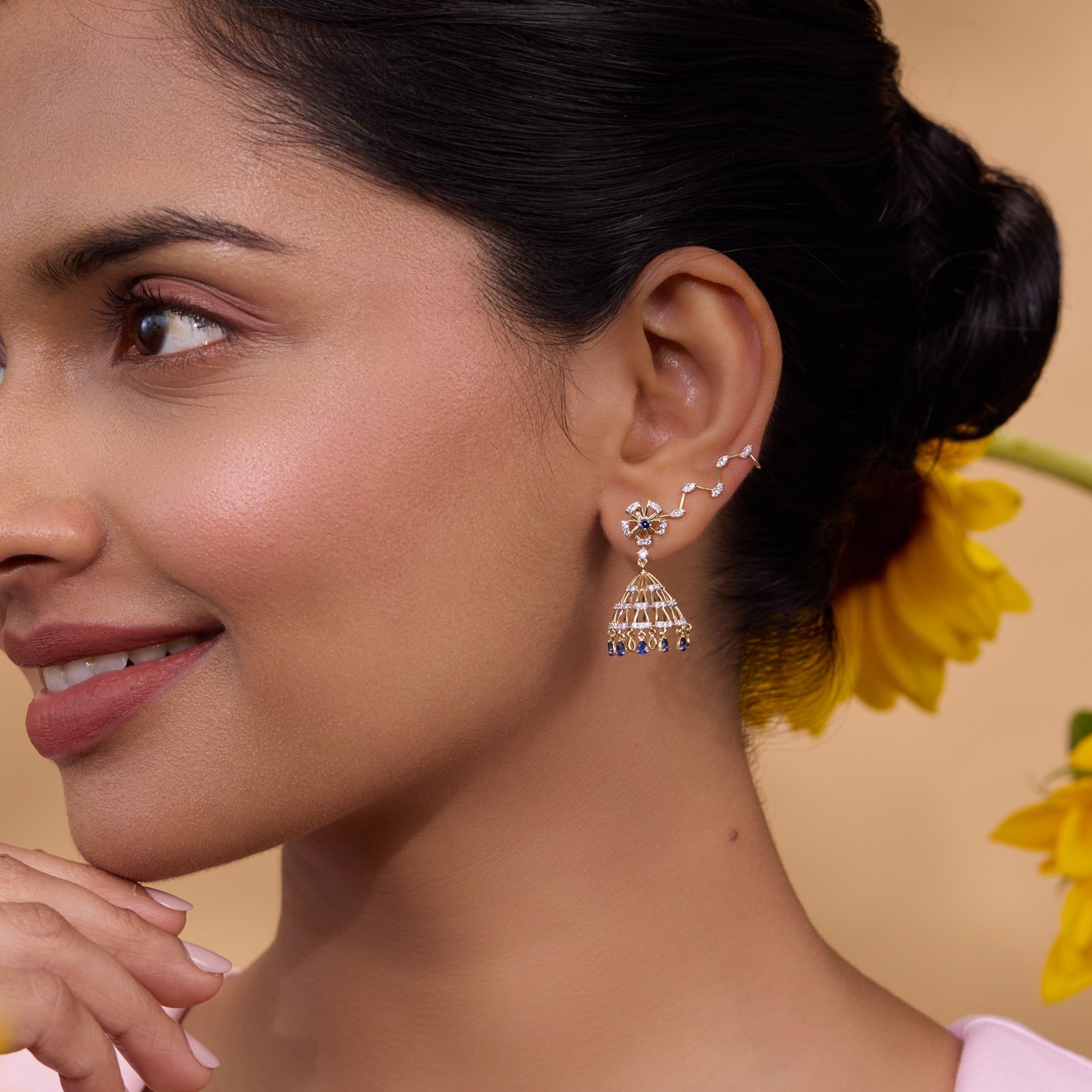 Royal Ornate Gemstone Jhumkas