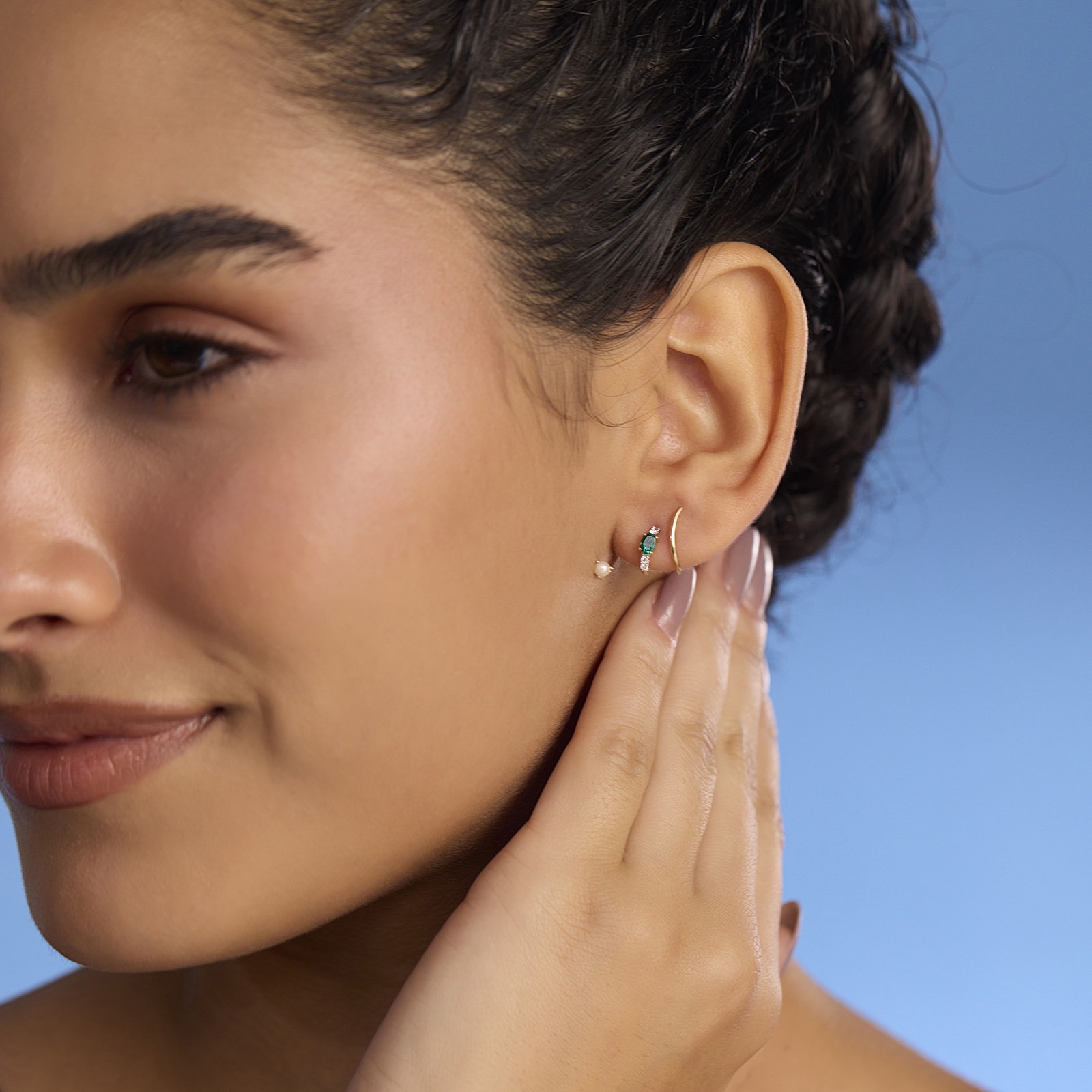 Green Swirl Gemstone Ear Cuffs